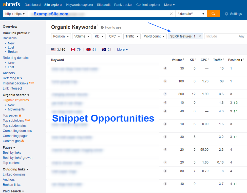 Ahrefs featured snippet opportunities 