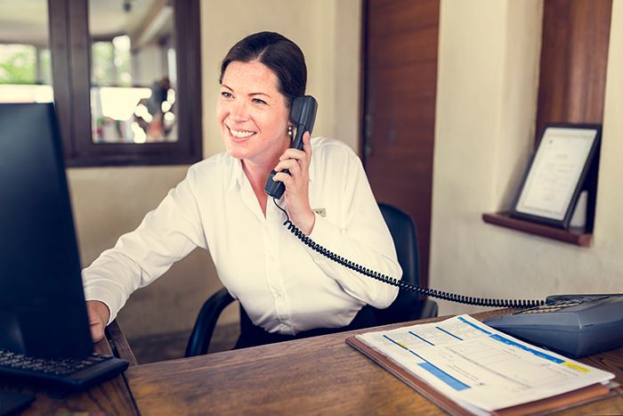 A woman on the phone.