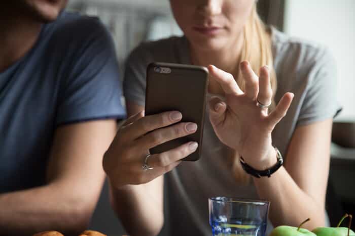 Woman looking at her phone